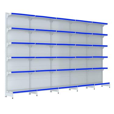 Imagem de Gondola Parede 202 Fit Farmacia Ate 5 Metros Branco Pe Azul