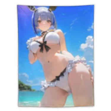 Imagem de LIEGBMEU Sexy Bikini Hot Anime Girl Tapeçaria 152.4 cm x 203.2 cm Interior Exterior Wall Quilt Art Decoração de Tapeçaria Caprichosa, AF295