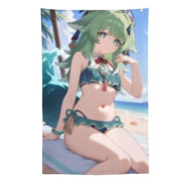 Imagem de LIEGBMEU Sexy Bikini Hot Anime Girl Tapeçaria 152.4 cm x 228.6 cm Interior Exterior Wall Quilt Art Decoração de Tapeçaria Caprichosa, AC090