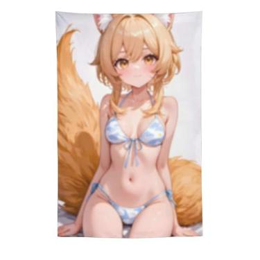 Imagem de LIEGBMEU Sexy Bikini Hot Anime Girl Tapeçaria 152.4 cm x 228.6 cm Interior Exterior Wall Quilt Art Decoração de Tapeçaria Caprichosa, AC029
