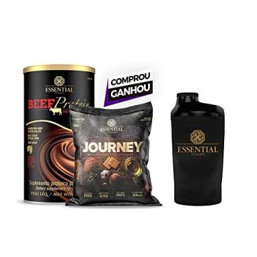 Imagem de Beef Whey Protein cacau Essential Nutrition 480g Shaker Be Brave Journey