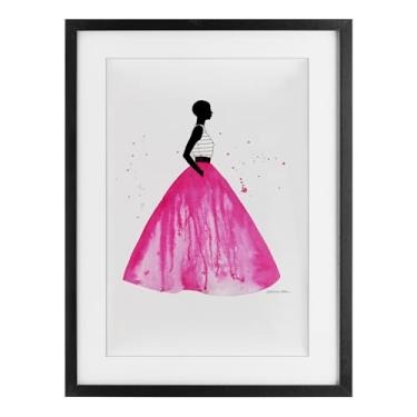 Imagem de Stupell Industries Saia de baile rosa preta emoldurada sob o design de vidro por Simone Elum, 23 x 17