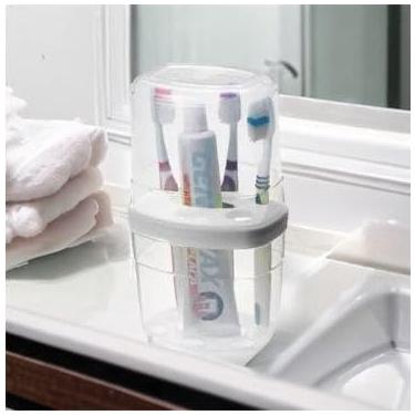 Imagem de Porta Escova De Dente Para Banheiro Organizador Com Tampa