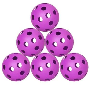 Imagem de Pickleball Balls Spunspon, pacote com 6 roxas ao ar livre com bolsa