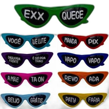 Imagem de Kit 10 Óculos Gatinho Escuro Frases Festa Balada Casamento