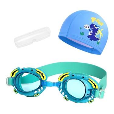 Imagem de Kit touca e óculos de natação infantil piscina com desenhos divertidos
