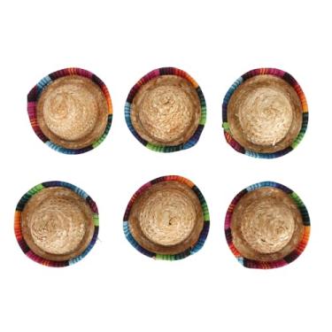 Imagem de Aramox 6 Mini Chapéus de Festa de Sombrero, Decorações Coloridas de Estilo Mexicano para Festas DIY, Adequadas para Crianças e Animais de Estimação, Feitos de Material de Palha de Trigo