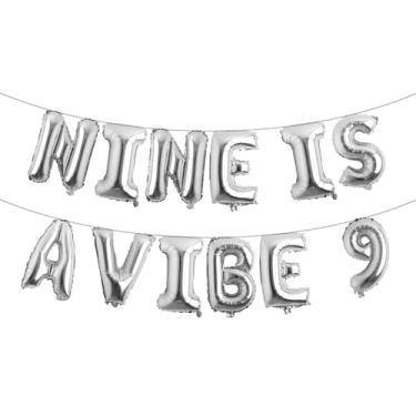 Imagem de Nine Is A Vibe Birthday Decorations Groovy 9th Birthday Party Supplies Nine Balloon Hippie Banner Decor Retro Decor for Nine Years Old Girl (NINE IS A VIBE 9 Silver)