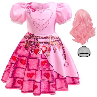 Imagem de iTVTi Fantasia De Bridget Para Meninas, Vestido Rosa Rainha Do Coração, Roupa Princesa Cosplay Com Peruca Festa Halloween, Rosa, 7 A 8 Anos (Etiqueta 150)