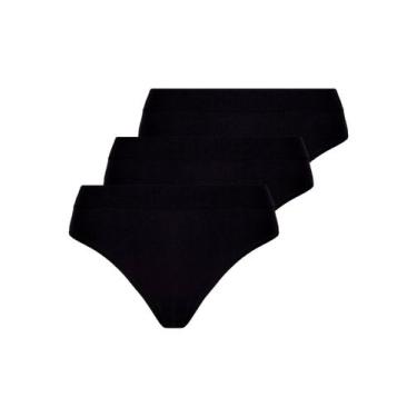 Imagem de Kit com 3 Calcinhas Biquíni Loba 40300-001 Cores Únicas - LUPO, Preto,