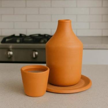 Imagem de Mini Moringa De Barro Jarra Garrafa Agua Talha Copo Prato - Artesanato