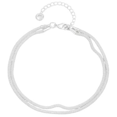Imagem de Tornozeleiras femininas douradas e prateadas – Tornozeleira à prova d'água banhada a 14 K, joias de praia em camadas, presentes de verão ajustáveis com pingentes de pérola, coração e borboleta