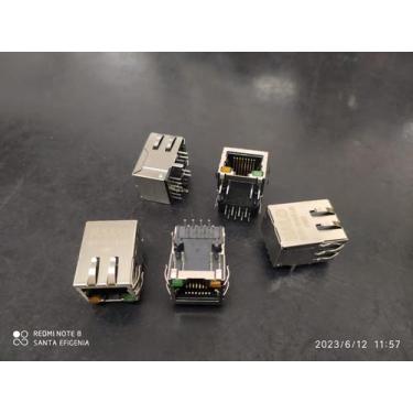 Imagem de 4x Conector Rj45 Blindado Com Led Femea 90 Halo