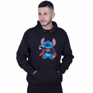 Imagem de Moletom Unissex Canguru Lilo Stitch Super Homen - Lafre, Preto, GG