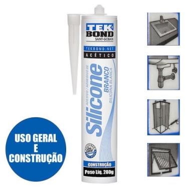 Imagem de Silicone Acético Branco 280g Tekbond Bisnaga Adesivo Uso Geral e Const
