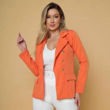 Imagem de Blazer Feminina Alfaiataria Casaco Social Com Botão Tendências Estilos