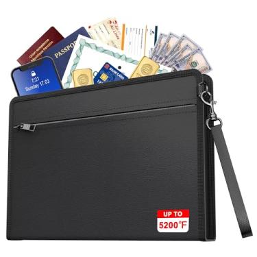 Imagem de JUNDUN Bolsa de documentos à prova de fogo de 2,871 °C, 34,3 cm x 24,4 cm, resistente à água e à prova de fogo, bolsa de dinheiro com zíper, bolsa de armazenamento segura para incêndio para documentos