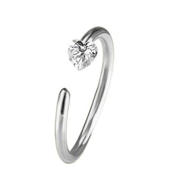 Imagem de Niaspi Anel de nariz de coração minúsculo argola cristal zircônia cúbica G23 titânio em forma de C pequenos anéis de nariz cartilagem brincos delicados piercing de narina joias, 20g, Titânio Cristal