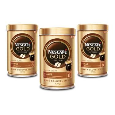 Imagem de Café Solúvel Nescafé Gold Espresso Suave Kit 3 Latas 100g