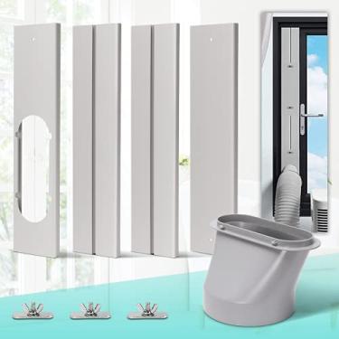 Imagem de KLOLKUTTA Kit de janela de ar condicionado portátil com acoplador, kit de acessórios de janela CA portátil para mangueira de escape, kit de painéis deslizantes de janela universais ajustáveis para