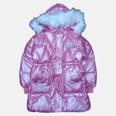 Imagem de Jaqueta Infantil Manabana Barbie Forrada Resistente à Água Rosa Femini
