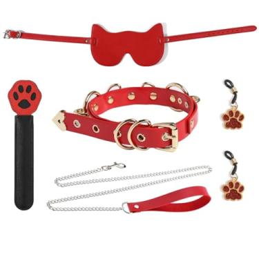 Imagem de LEWECEEO Colar gargantilha de gato lobo com máscara de gato, remo, clipe para Halloween, Natal, Adjustable, Zinco, Sem Pedra Preciosa
