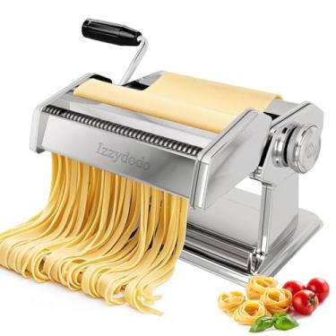 Imagem de Izzydodo Conjunto de máquina de fazer macarrão com rolo e cortador 2 em 1, escorredor e 9 configurações de espessura – Faça espaguete, fettuccine, lasanha e mais1