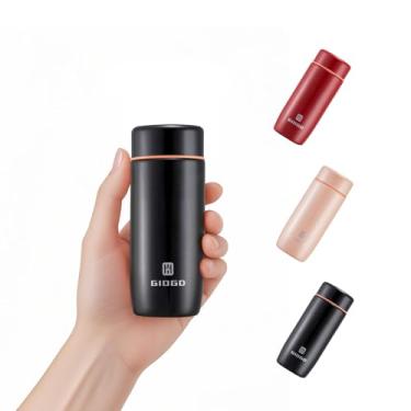 Imagem de Garrafa térmica pequena mini garrafa de água isolada a vácuo de 200 ml/192.8 g Garrafas de água térmica de aço inoxidável para bebidas quentes e frias para bolsa bolsa bolso (preto)
