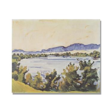 Imagem de Pinturas a óleo famosas, (paisagem 03) por Ferdinand Hodler, reprodução impressa em tela, arte de cenário para decoração de sala de estar. Apenas tela de 80 x 96 cm - 31,4 x 37,8 pol