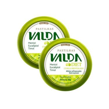 Imagem de Kit 2 Pastilhas Valda Diet Citrus Mentolado Sem Açúcar 50g