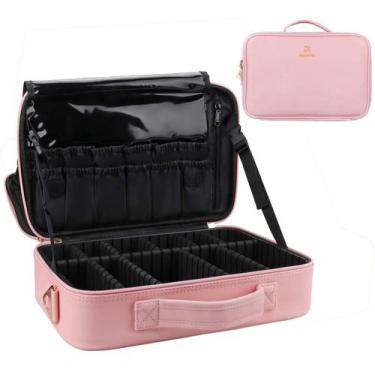 Imagem de Makeup Train Case Relavel Travel Travel Organizer rosa
