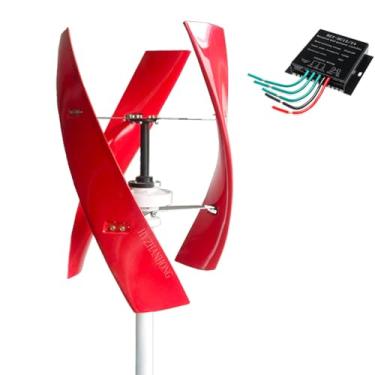 Imagem de 12V,HYZHANHONG Sistema de Turbina Eólica Vertical de 10000w de Baixo Ruído para Central Elétrica Gerador Eólico para Família 12V 24V 48V com Controlador Híbrido de Carga Mppt de Baixas RPM