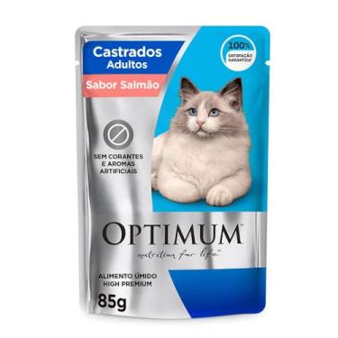 Imagem de Ração Úmida Optimum Sachê para Gatos Adultos Castrados Sabor Salmão 85g