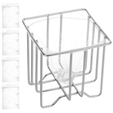 Imagem de Cesta de filtro de pia com 200 sacos de rede de filtro de pia de aço inoxidável suporte de filtro de pia prático coletor de alimentos pia reutilizável filtro de alimentos coletor de lixo para cozinhas