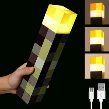 Imagem de Tocha de parede de LED, luz noturna recarregável por USB, tocha de parede iluminada com 3 níveis de iluminação, lâmpada de cabeceira de 28 cm, decoração de sala de jogos, decoração de corredor