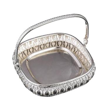 Imagem de YWJLQH Bandeja de frutas, prato de servir doces com alça, servidor de hotel e casa, prato de doces, lanche, sobremesa, de armazenamento para exibição de, Quadrado