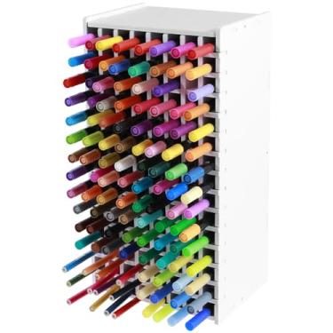 Imagem de Organizador de marcadores, organizador de marcadores de 72/120 compartimentos para mesa, organizador de marcadores de plástico com divisor removível, suporte de marcadores de arte multiuso para