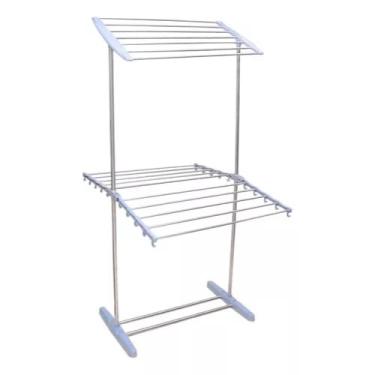 Imagem de Varal de Chão Grande Dobrável com 2 Andares para Roupas, Toalhas e Uso Doméstico