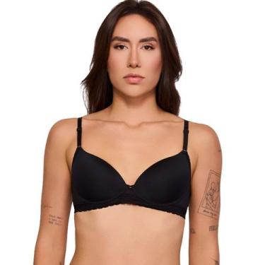 Imagem de Sutiã Com Bojo Meia Taça e Renda Nayane Rodrigues, GG, Preto