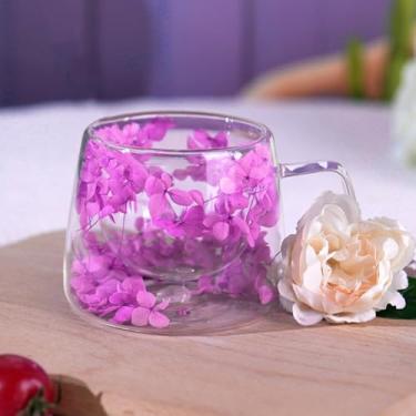 Imagem de Richaa Flores secas de vidro isolado parede dupla caneca de café com alça 190 g copo café caneca de chá de vidro borossilicato presentes originais