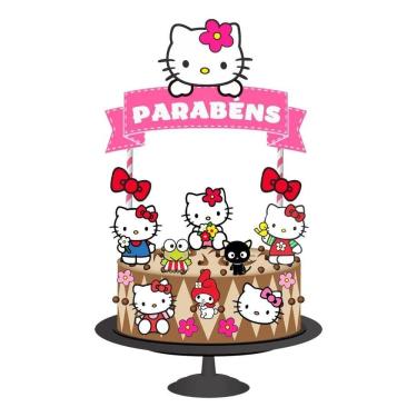 Imagem de Topo De Bolo Topper De Bolo Aniversário Hello Kitty Full
