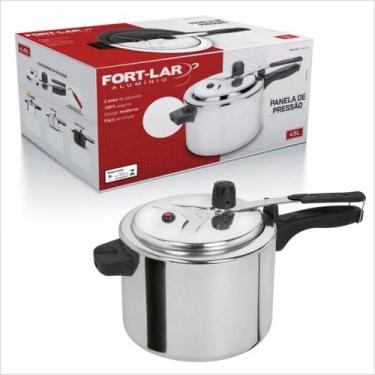 Imagem de Panela de pressão 4,5 litros polida fortlar, ALUMINIO
