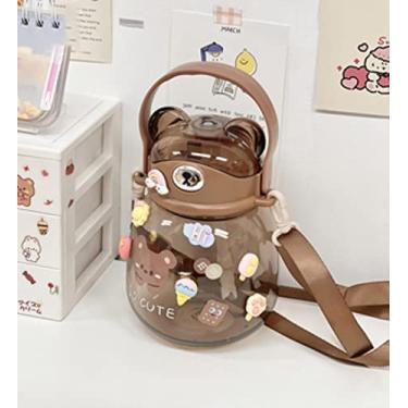 Imagem de Garrafa de água para plástico transparente de grande capacidade bonito suco leite chá copo de água com alça livre de BPA