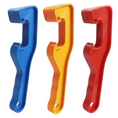 Imagem de Moicstiy Abridor de tampa de balde de plástico de 3 peças, ferramenta de chave de lata de tinta de 5 galões, removedor de tampa de fácil aderência para uso industrial doméstico (vermelho, amarelo