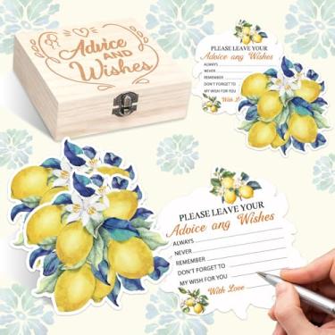 Imagem de 60 peças de cartões de conselhos e desejos de chá de panela de limão para decorações de festa da Costa Amalfitana, decorações de chá de panela cítrico, lembrancinhas de festa com tema de limão com