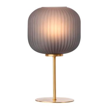 Imagem de ABAJUR DENLON LATÃO/CINZA 1XE27 BOLINHA MAX 40W