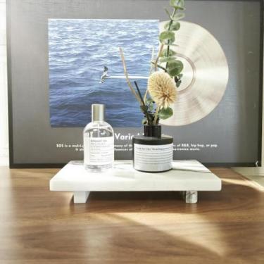 Imagem de Suporte de pedestal de mármore, organizador de balcão de banheiro, bandeja de pedra para exibição de joias e sabão (branca)