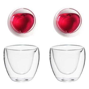 Imagem de Copo Coração Parede Dupla 2 Peças 250 Ml Vidro Borossilicato