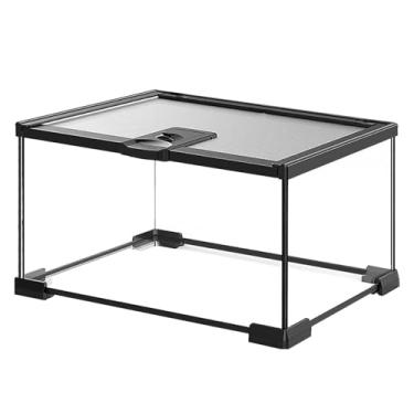 Imagem de Craftsboys Vivário de terrário de répteis de vidro, cobertura superior de malha, visão completa visualmente para lagartos, sapos com chifres, cobras, aranhas (P 2,4 Gal (30,5 x 19,8 x 15,2 cm))