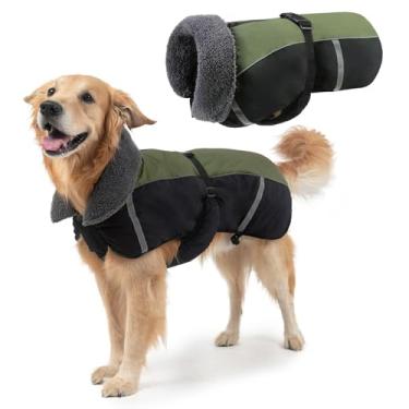 Imagem de SCENEREAL Casaco refletivo de inverno para cães, gola rolê, quente, à prova de vento, para clima frio, com fivela ajustável, colete para animais de estimação, roupas de neve para cães pequenos, médios